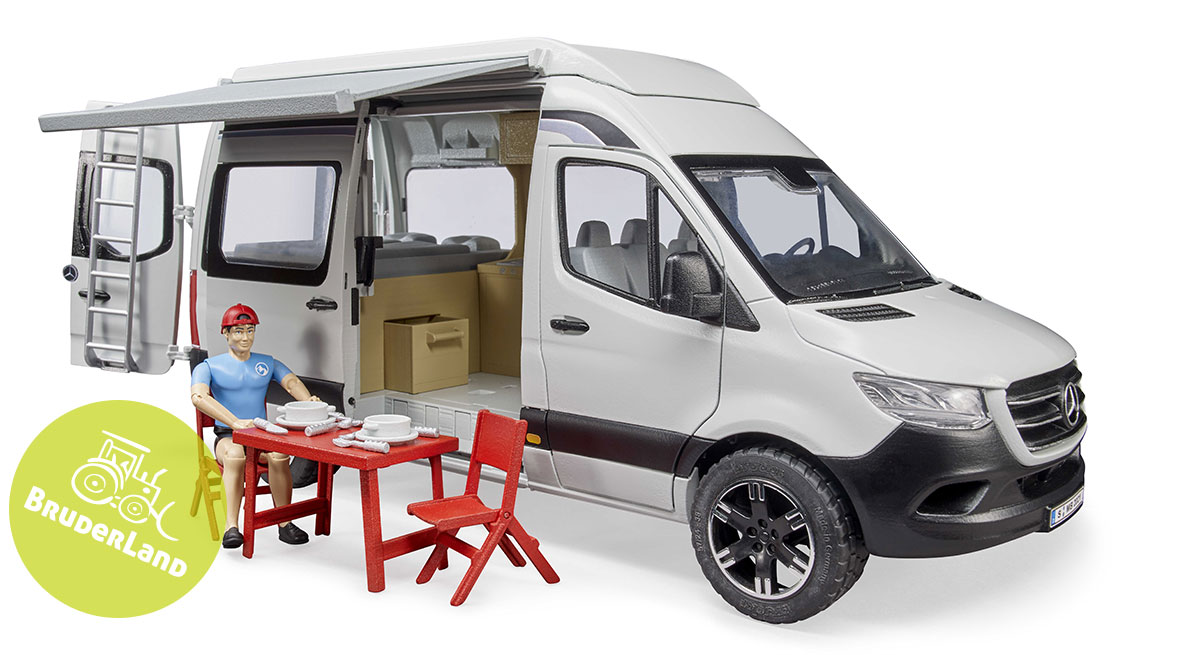 Obytný automobil Mercedes-Benz Sprinter s figurkou . bruder 2672
