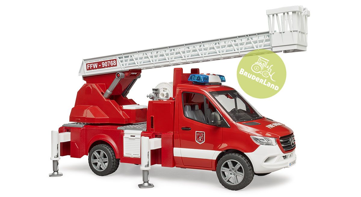 Hasičský vůz MB Sprinter s točnou, čerpadlem a světelným a zvukovým modulem - Bruder 2673