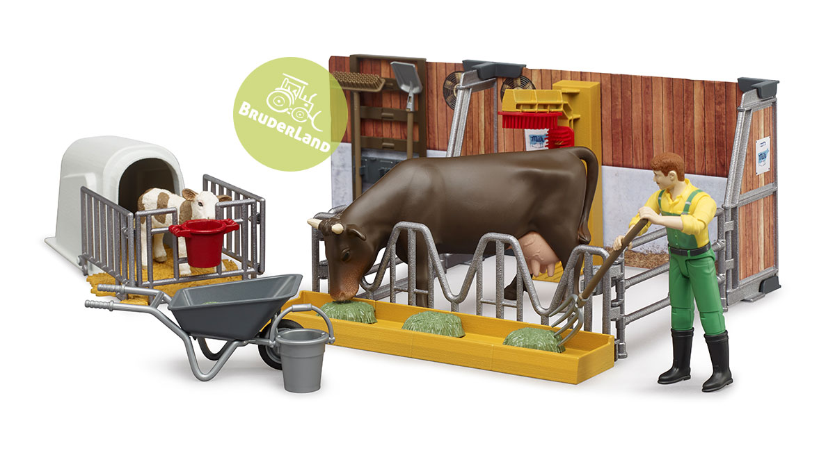 Zemědělská farma s krávou a telátkem - Bruder 62611