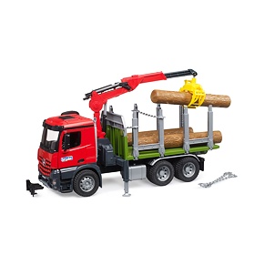 Timber truck MB Arocs with loading crane, grab and 3 trunks - Bruder 3669