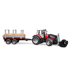 Massey Ferguson 7480 with front loader and timber trailer - Bruder 2046