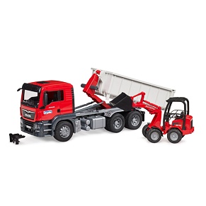 MAN TGS truck with roll-off container and Schäffer loader - Bruder 3767