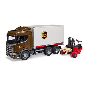 Scania UPS Logistics truck with forklift - Bruder 3582