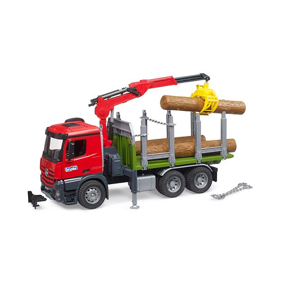 Timber truck MB Arocs with loading crane, grab and 3 trunks - Bruder 3669