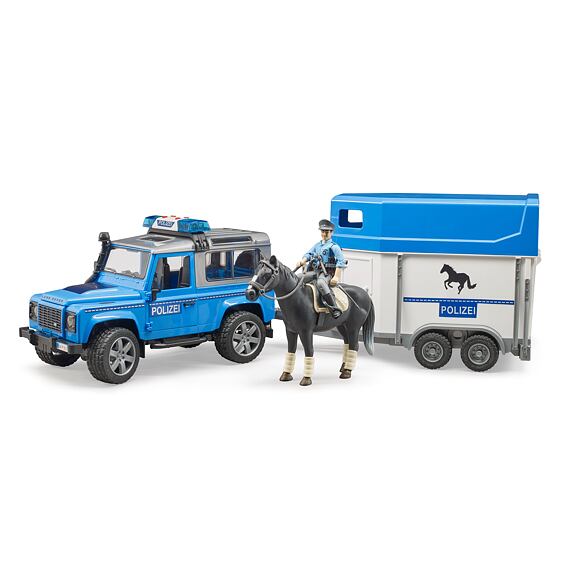 Police Land Rover with trailer, horse and police officer - Bruder 2588