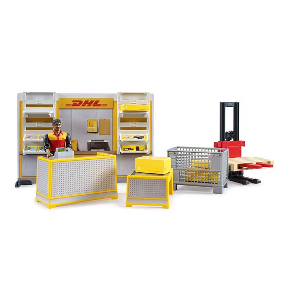 DHL parcel shop with figure - Bruder 62251