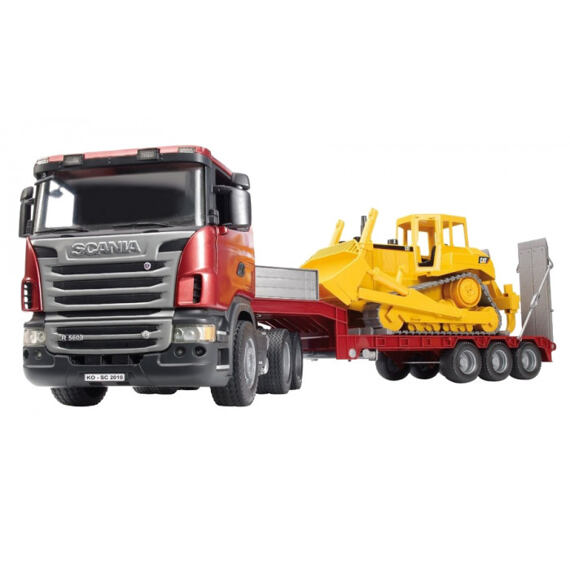 Scania R truck with trailer and CAT bulldozer - Bruder 3555