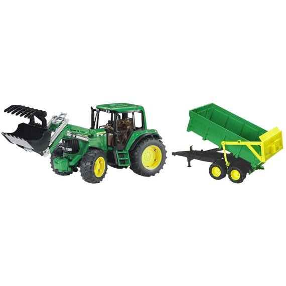 John Deere 6920 tractor with front loader and towing vehicle - Bruder 1134