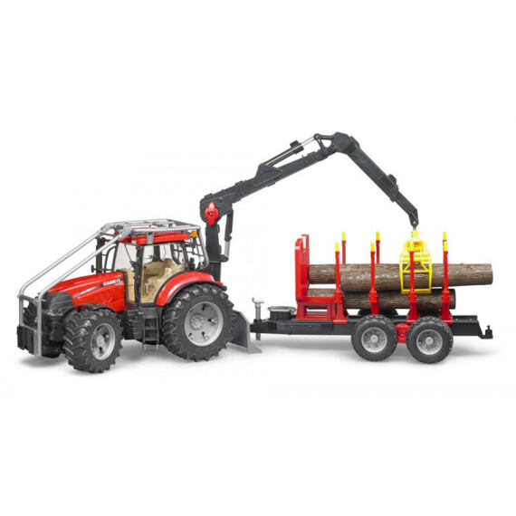 Case CVX 230 forestry tractor + trailer and 4 trunks - Bruder 3098
