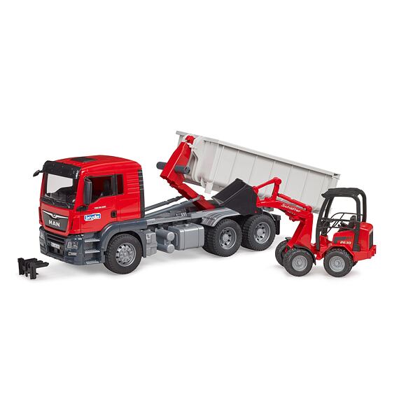 MAN TGS truck with roll-off container and Schäffer loader - Bruder 3767