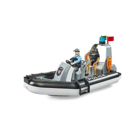 Police boat with rotating beacon light, figures and accessories - Bruder 62733