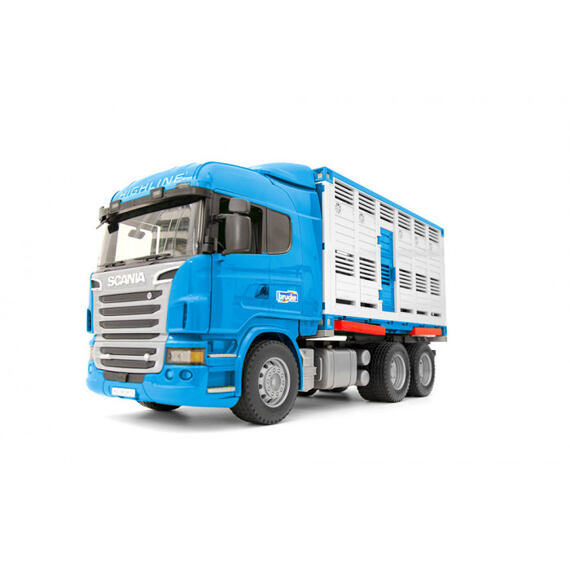 Scania R livestock trailer with cow figure - Bruder 3549