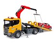 Scania Super 560R tow truck with a car - Bruder 3552