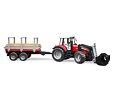 Massey Ferguson 7480 s čelním nakladačem a přepravníkem dřeva - Bruder 2046