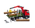 Timber truck MB Arocs with loading crane, grab and 3 trunks - Bruder 3669