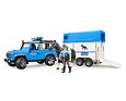 Policejní Land Rover s přívěsem, koněm a policistou - Bruder 2588