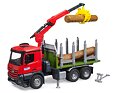 Timber truck MB Arocs with loading crane, grab and 3 trunks - Bruder 3669