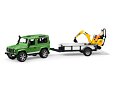 Land Rover Defender with horse trailer + JCB micro excavator - Bruder 2593