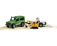 Land Rover Defender with horse trailer + JCB micro excavator - Bruder 2593