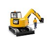 Minibagr CAT s figurkou stavebního dělníka - Bruder 2466